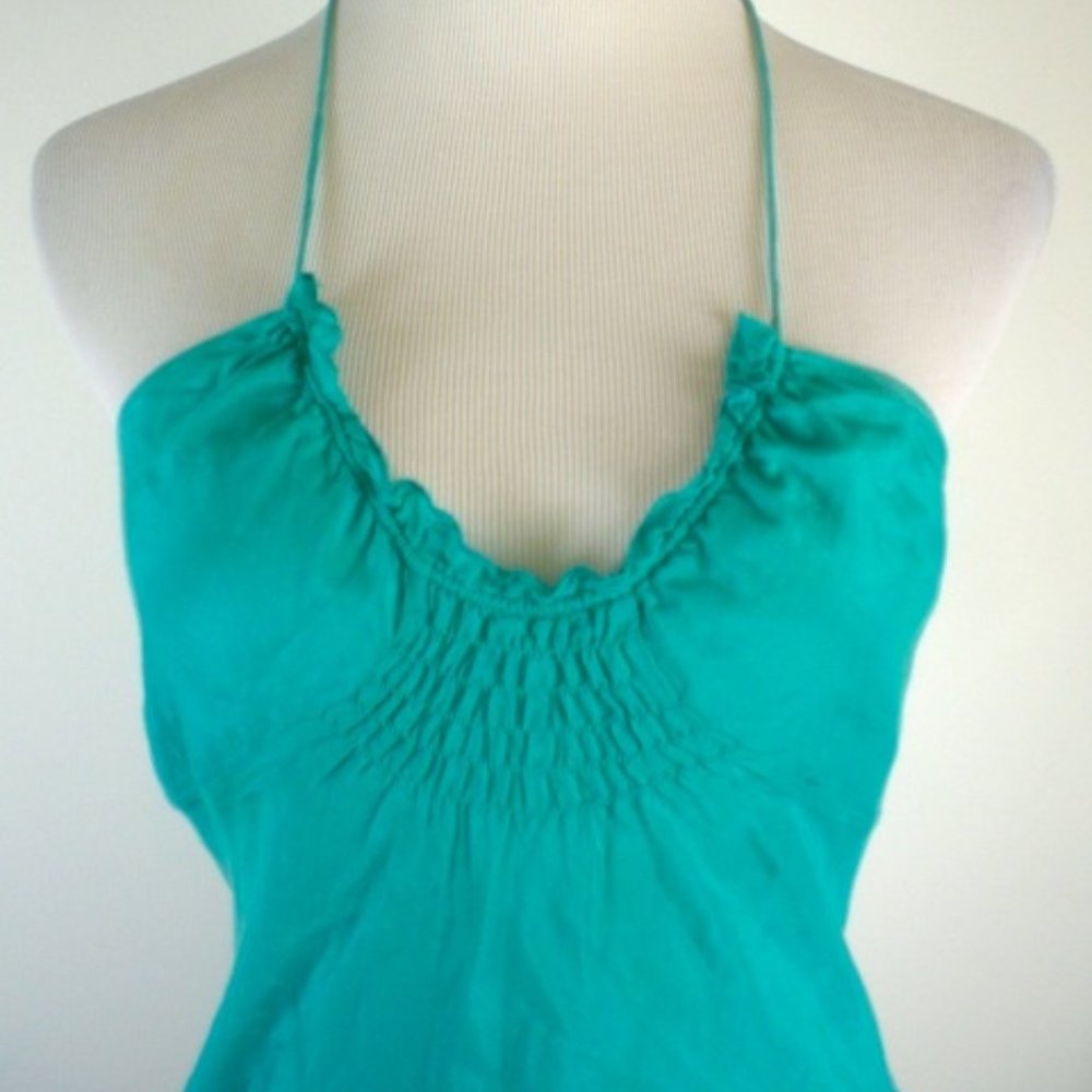 AX GIORGIO ARMANI TURQUOISE blue silk cotton cami sleeveless backless TOP S - Picture 3 of 5